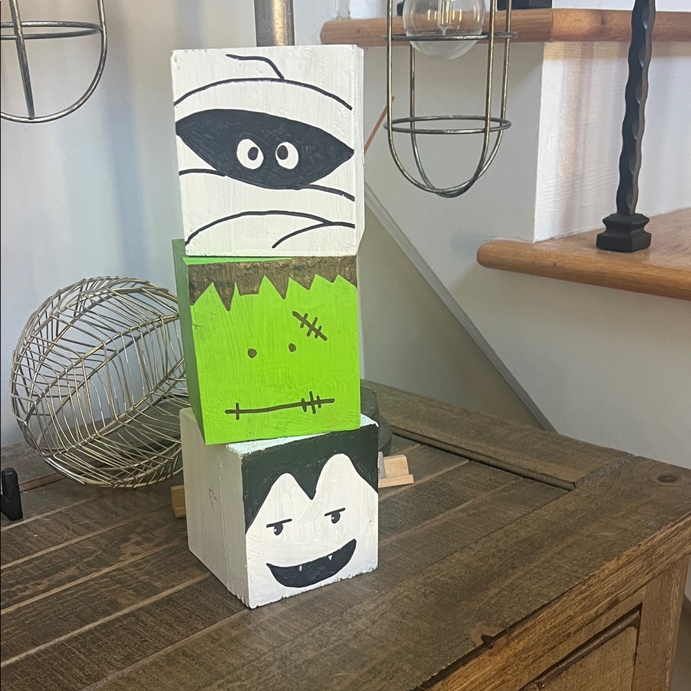 Halloween Monster Block Decor handmade